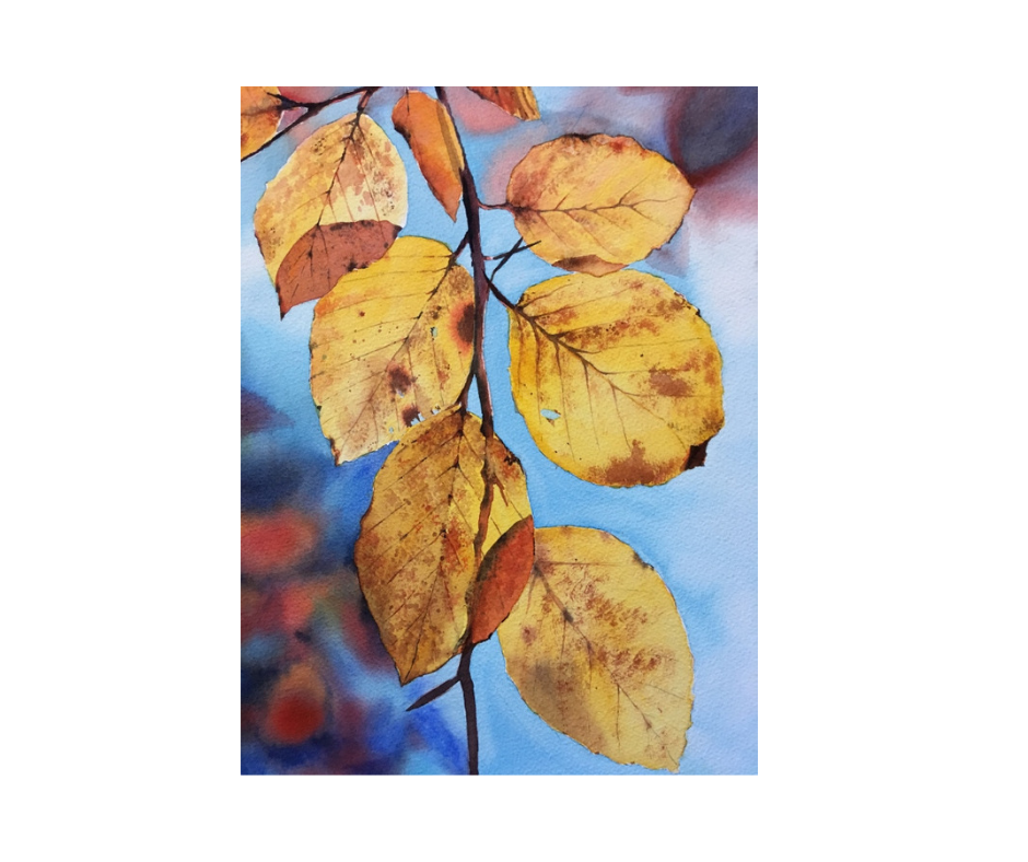 Autumn Leaves watercolour by Fiona Valentine