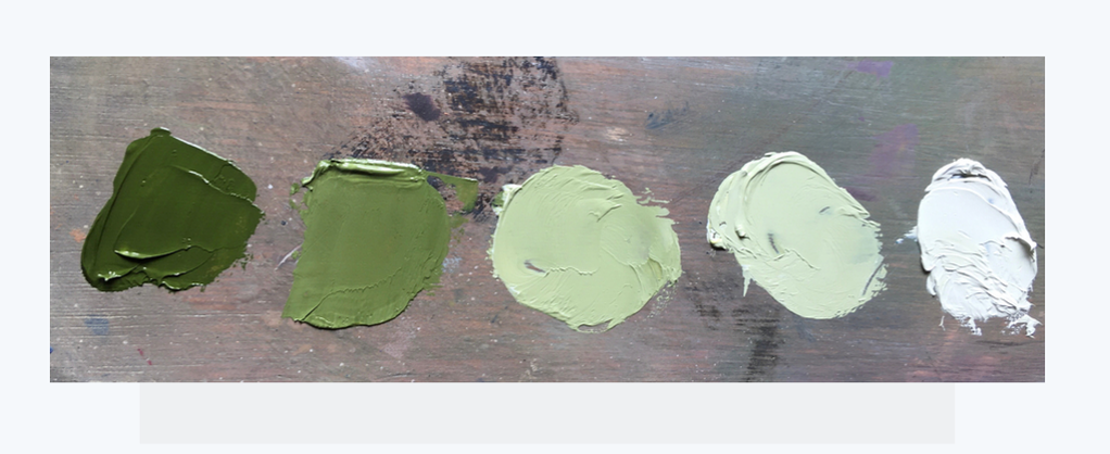 Mix green tints image from blog by Fiona Valentine
